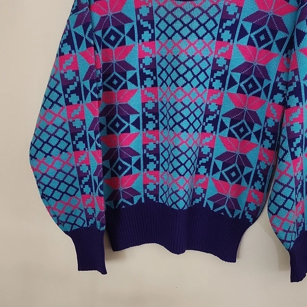 Meister vintage alpine ski sweater, Hong Kong, wool blend, women's small
